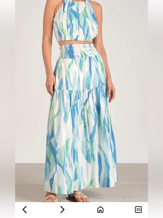 Elan Dresses & Skirts - Elan Blue & Green Watercolor Stripe Maxi Skirt (mix33)